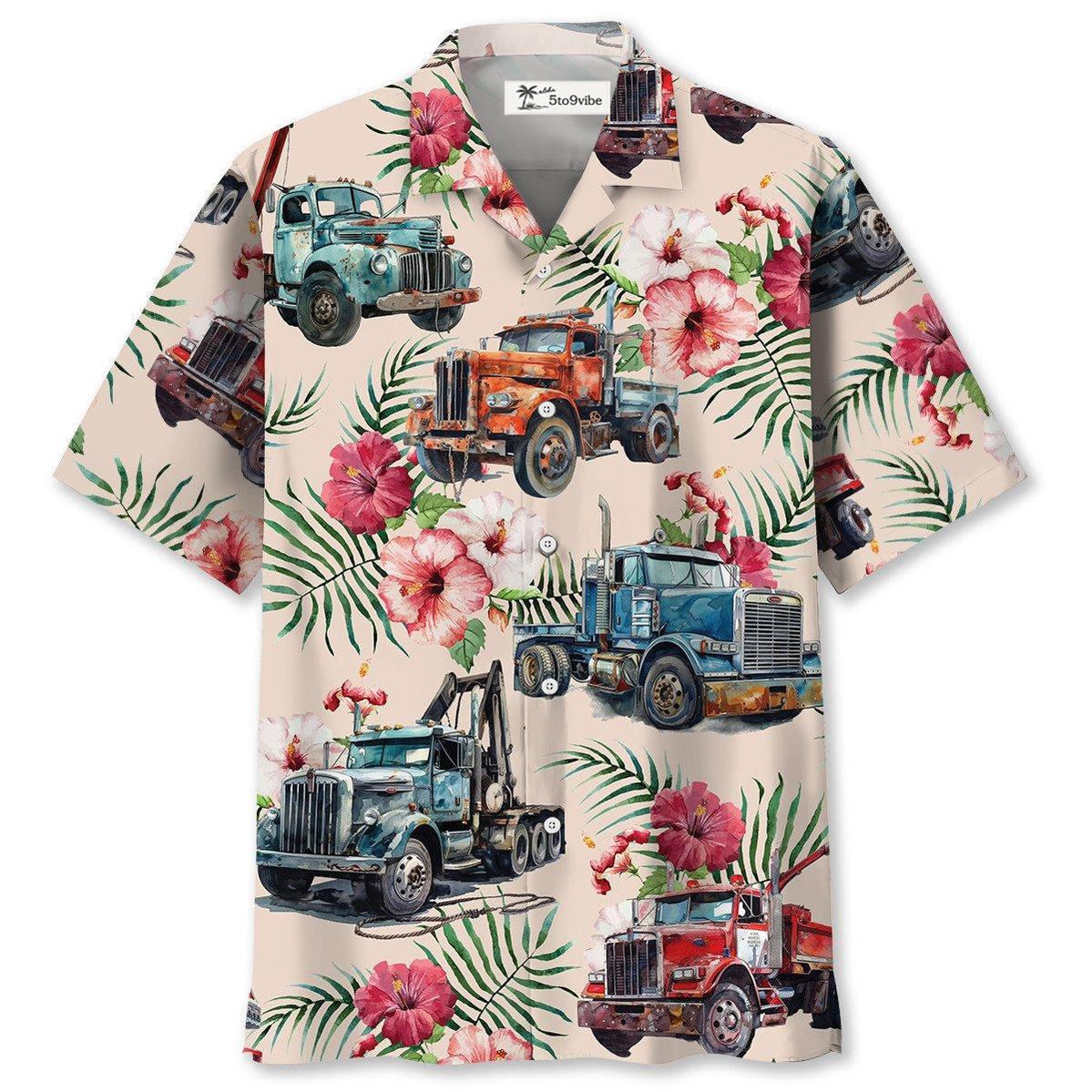 Vintage Tow Truck Operator Car Hawaiian Shirt
