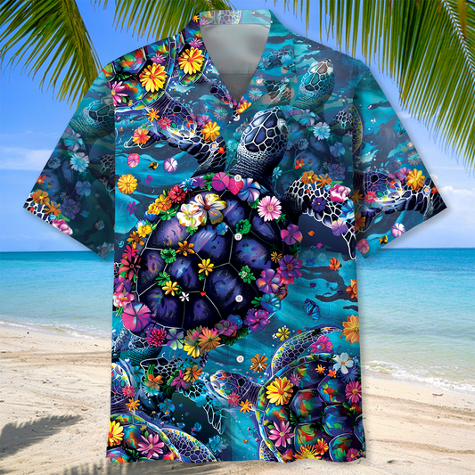 Floral Turtle Hawaiian Shirt