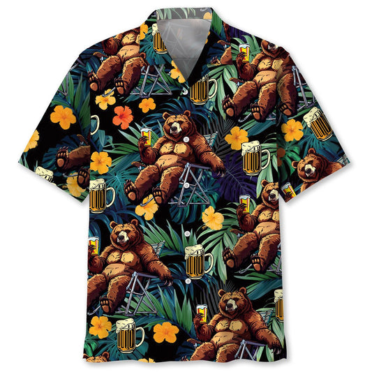 Camping Drunk Bear Hawaiian Shirt