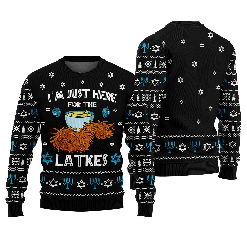 Iâ€™m Just Here For The Latkes Hanukkah Sweater