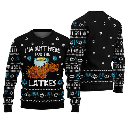 Iâ€™m Just Here For The Latkes Hanukkah Sweater