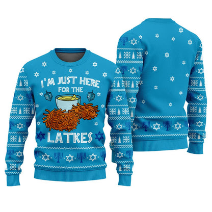 Iâ€™m Just Here For The Latkes Hanukkah Sweater
