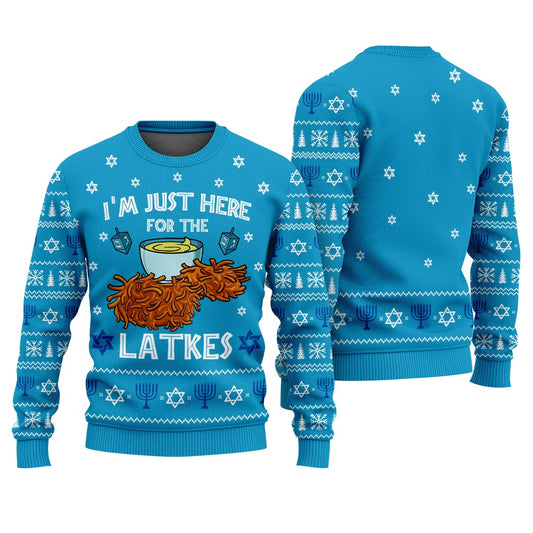 Iâ€™m Just Here For The Latkes Hanukkah Sweater