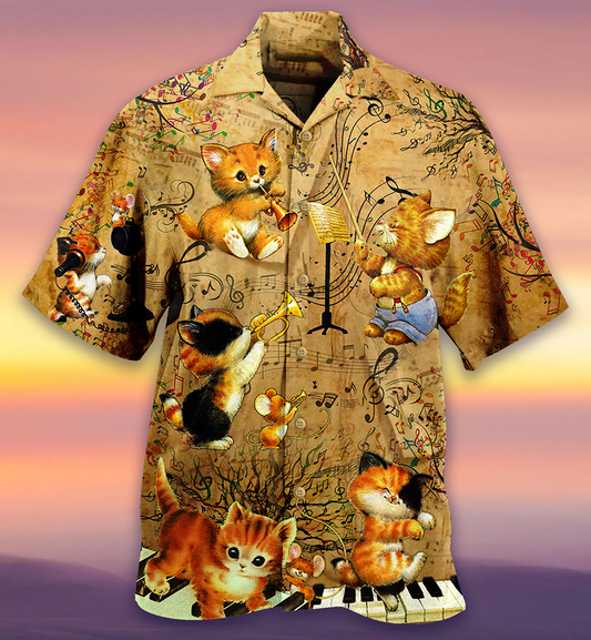 Cat Baby Love Music - Hawaiian Shirt 