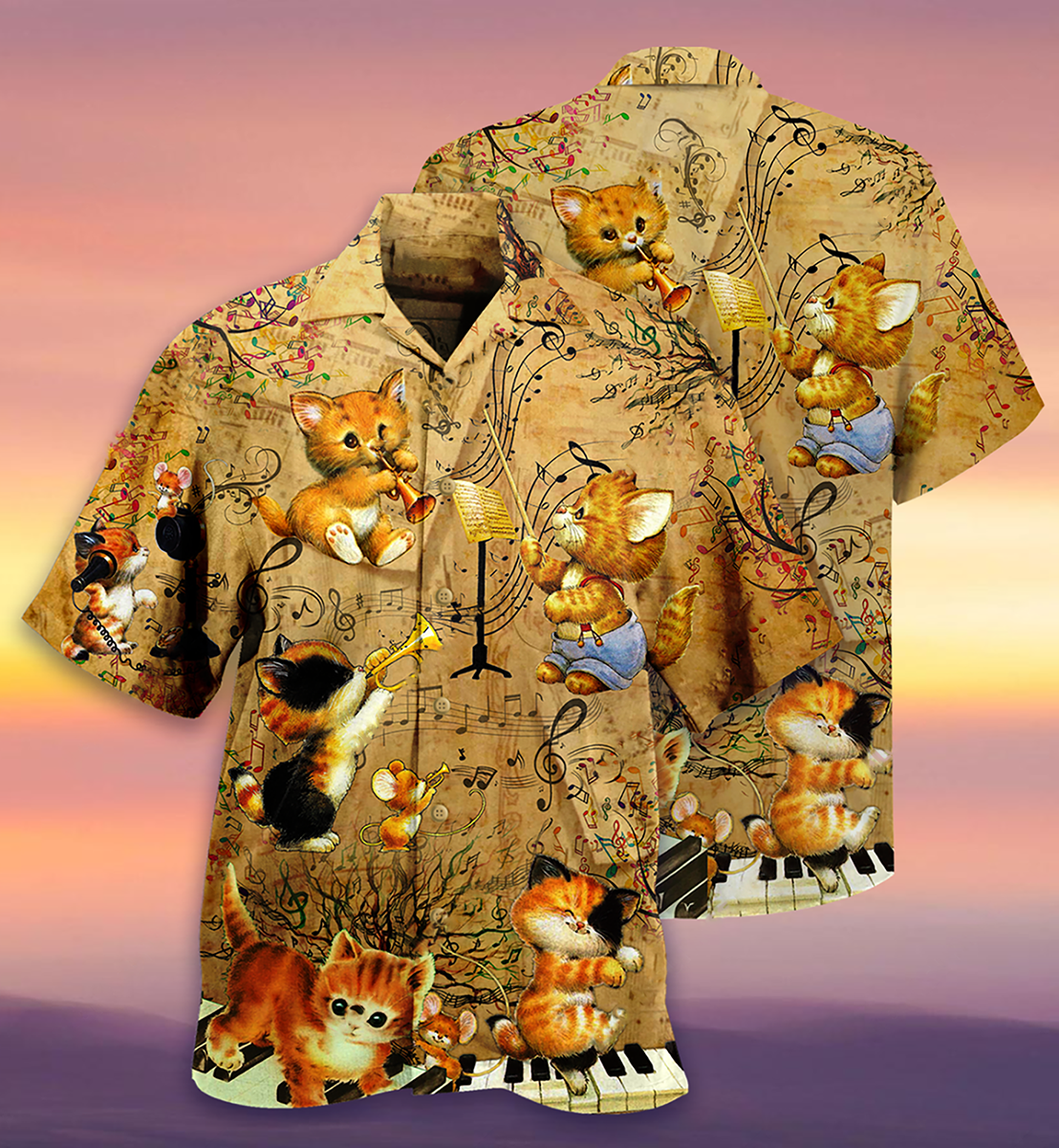 Cat Baby Love Music - Hawaiian Shirt 