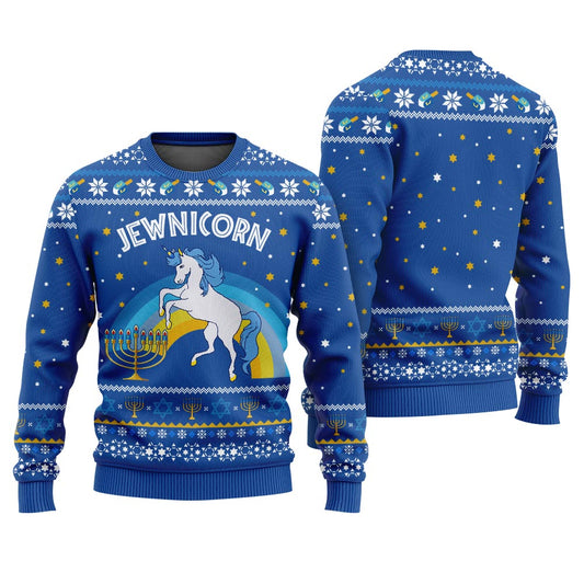 Hilarious Jewnicorn Ugly Jewish Sweater Royal