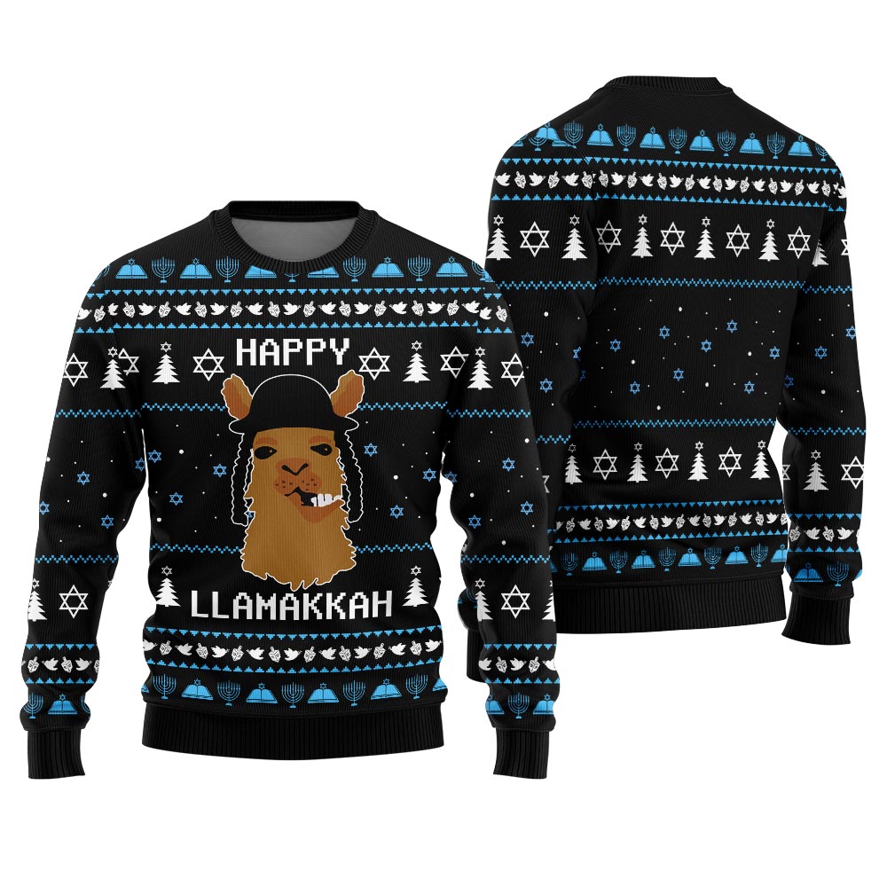 Funny Llamakkah Ugly Hanukkah Sweater