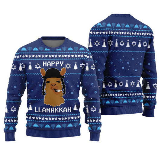 Happy Llamakkah Ugly Sweater For Hanukkah