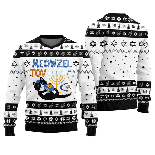 Hanukkah Ugly Christmas Sweater Funny Cat