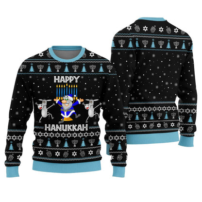 Happy Hanukkah Funny Ugly Sweater Black