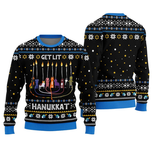 Get Lit Hanukkah Ugly Holiday Sweater