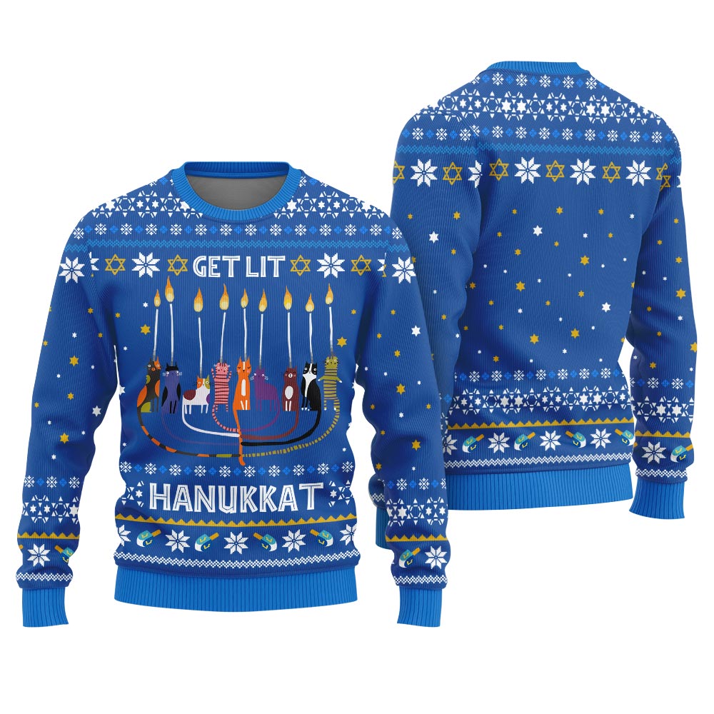 Get Lit Hanukkah Ugly Holiday Sweater