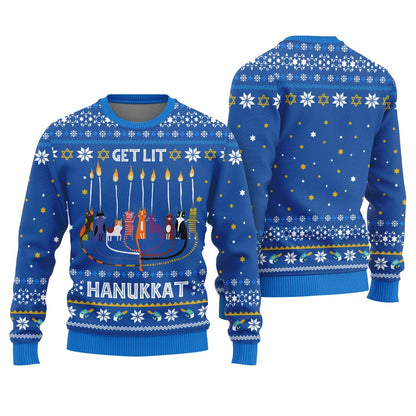 Get Lit Hanukkah Ugly Holiday Sweater