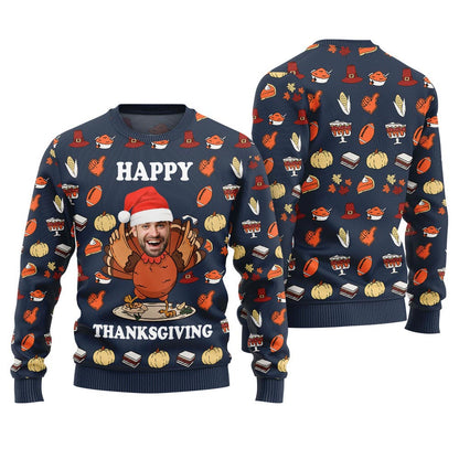 Face Personalized Ugly Sweater For Thanksgiving