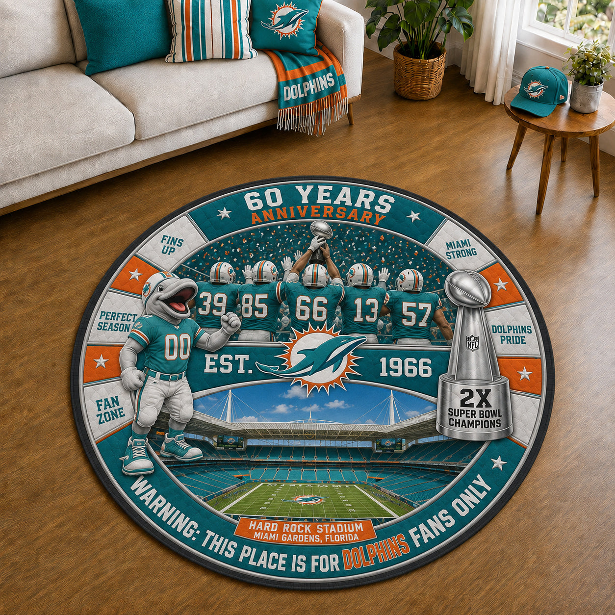 All Football Teams Custom Print Premium Round Mat Washable – Personalized Round Mat