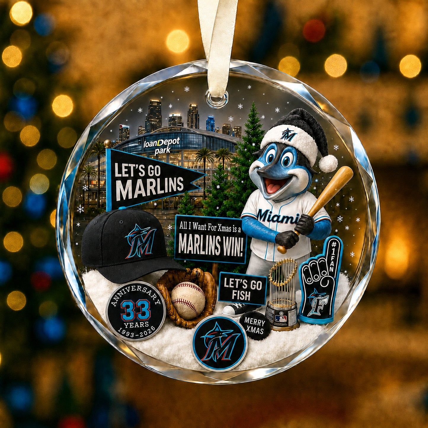 All Baseball Teams Christmas Glass Ornament  With Red Gift Box | 5to9vibe