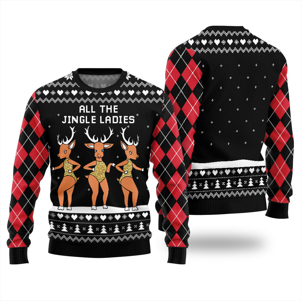 All The Jingle Ladies Reindeer Christmas Sweater