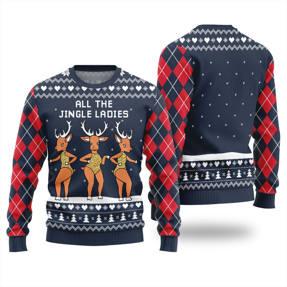 All The Jingle Ladies Reindeer Christmas Sweater