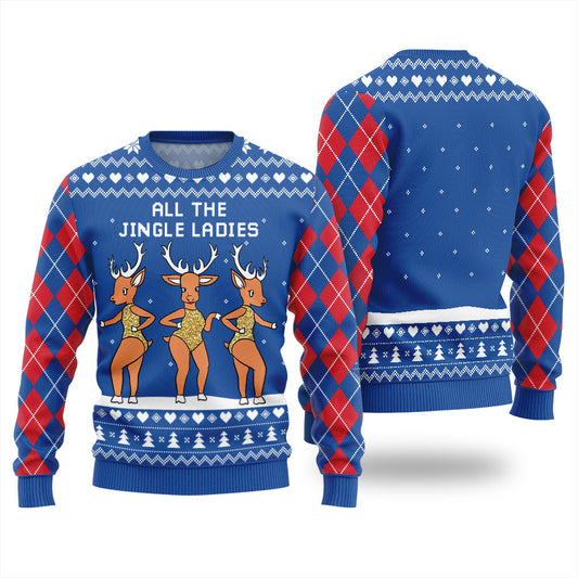 All The Jingle Ladies Reindeer Christmas Sweater