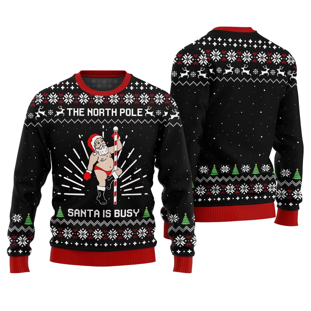 Santa North Pole Dancer Funny Ugly Sweater