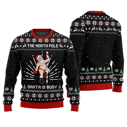 Santa North Pole Dancer Funny Ugly Sweater