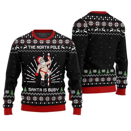 Santa North Pole Dancer Funny Ugly Sweater