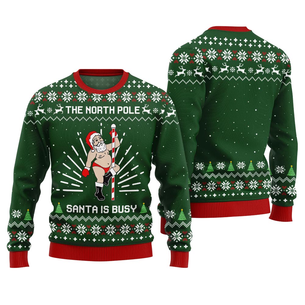 Santa North Pole Dancer Funny Ugly Sweater