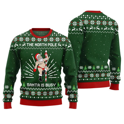 Santa North Pole Dancer Funny Ugly Sweater