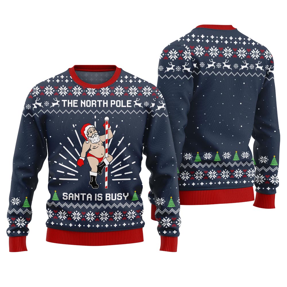 Santa North Pole Dancer Funny Ugly Sweater