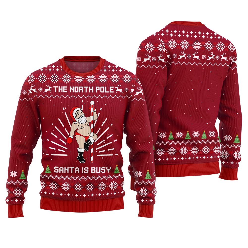 Santa North Pole Dancer Funny Ugly Sweater