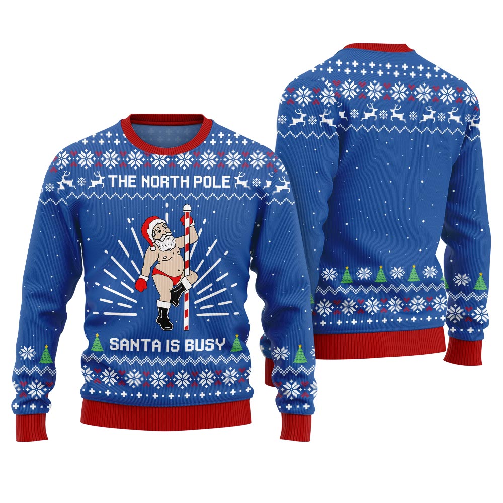 Santa North Pole Dancer Funny Ugly Sweater