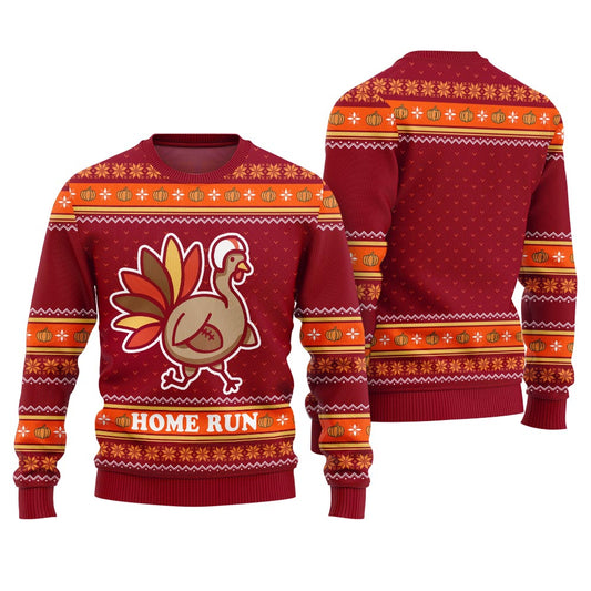 Home Run Turkey Sweater Thanksgiving Red