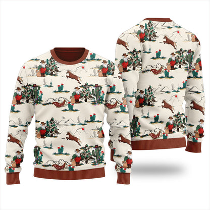 Unique Version Cowboy Christmas Western Holiday Sweater Men And Women