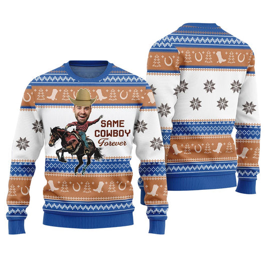 Funny Christmas Pullover Same Cowboy Forever Ugly Sweater Royal