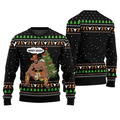 Western Ugly Christmas Sweater Barry Woody Cowboy Black