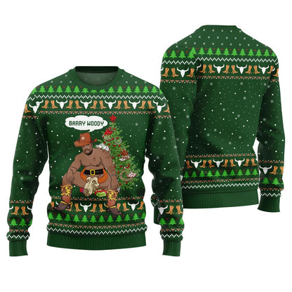 Ugly Western Christmas Sweater Barry Woody Cowboy Green