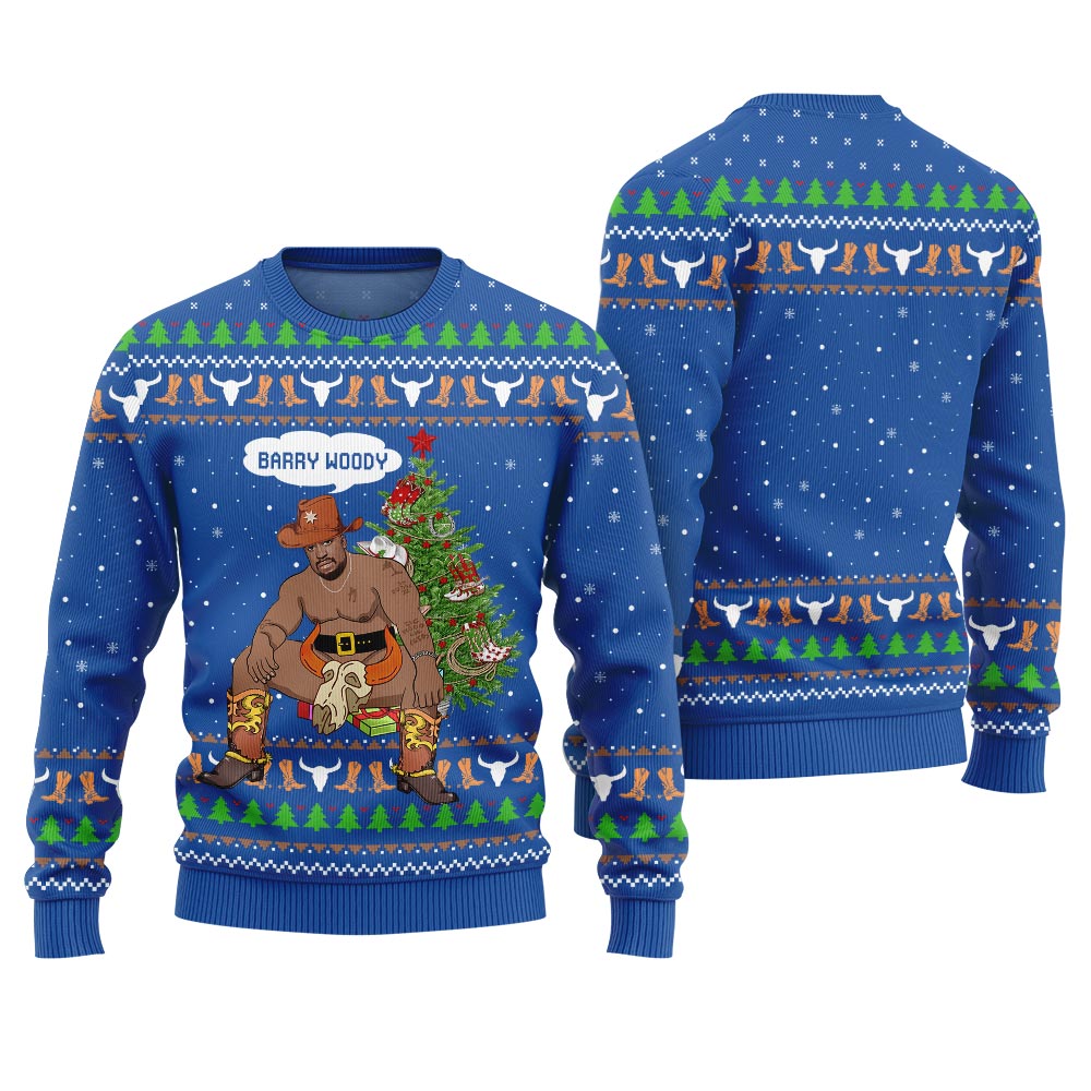 Unique Ugly Cowboys Christmas Sweater Barry Woody Royal