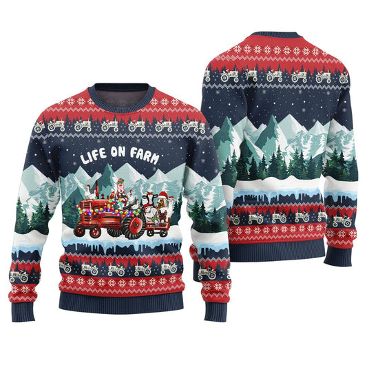 Life On Farm Funny Christmas Sweaters For Adults