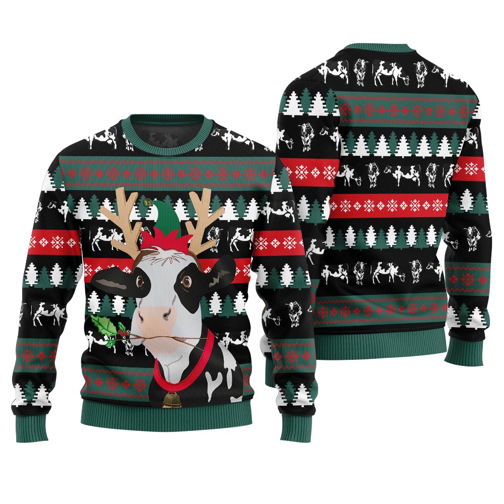 Jingle Bell Cow Funny Christmas Pullover