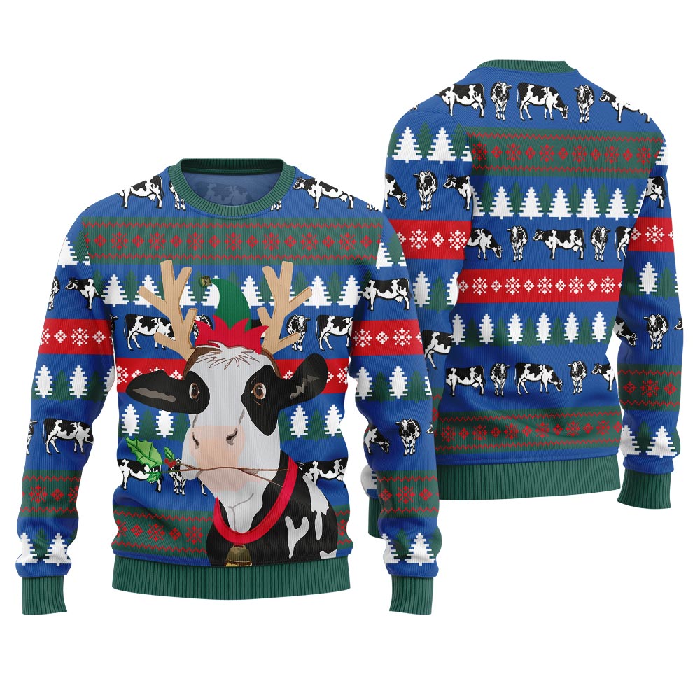 Jingle Bell Cow Ugly Christmas Sweater