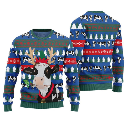Jingle Bell Cow Ugly Christmas Sweater
