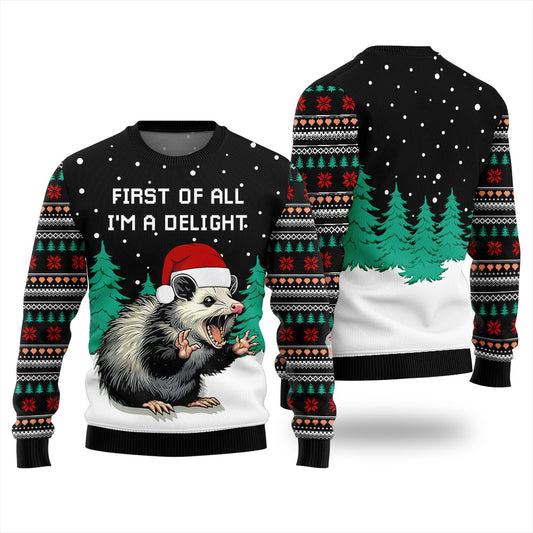 Delight Opossum Ugly Christmas Sweater