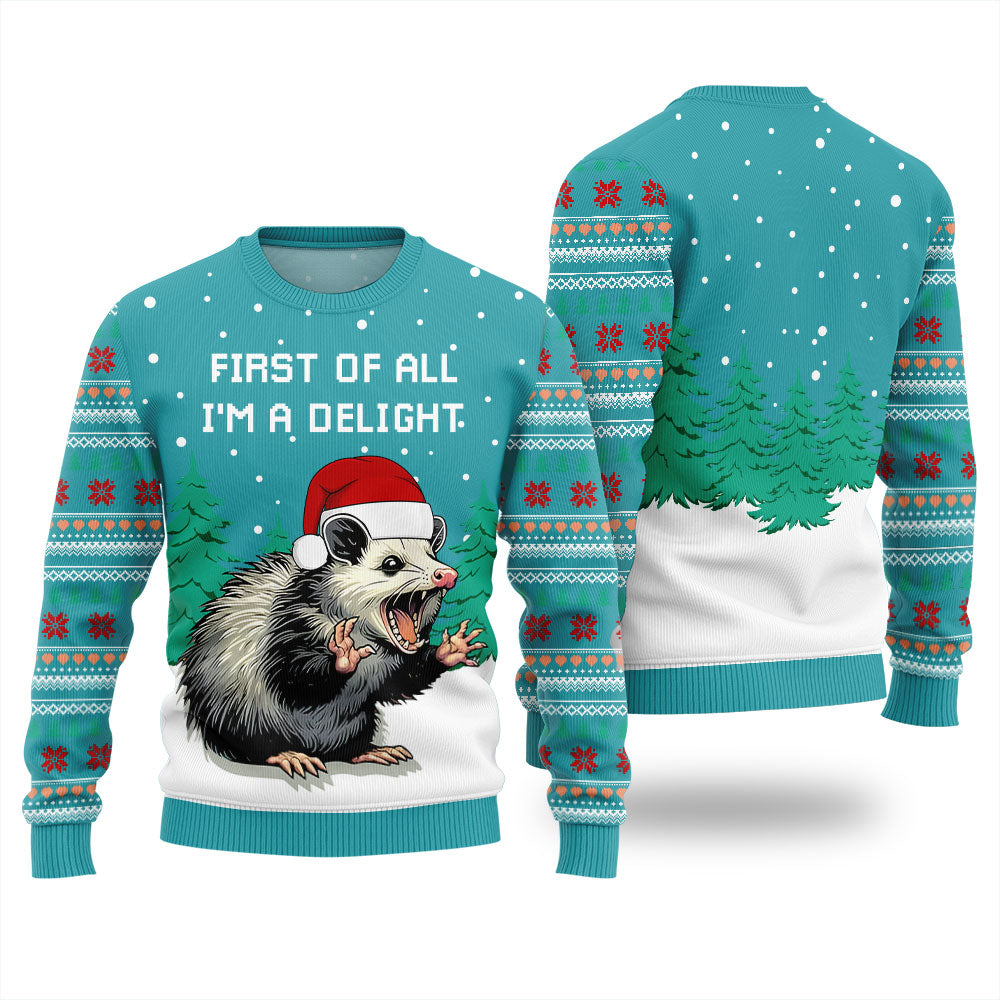 Delight Opossum Ugly Christmas Sweater