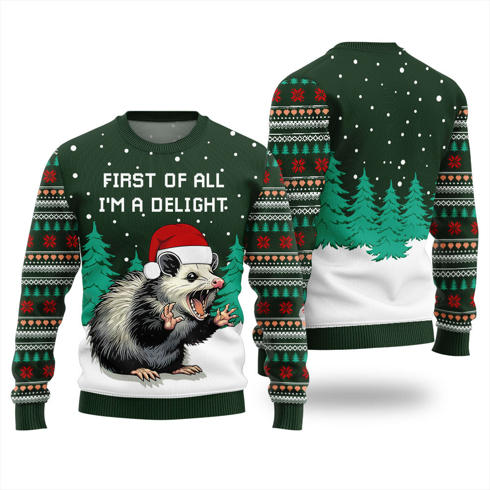 Delight Opossum Ugly Christmas Sweater