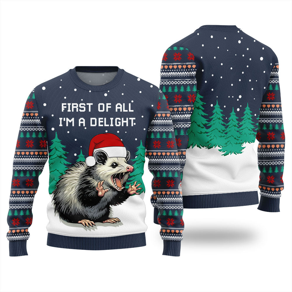 Delight Opossum Ugly Christmas Sweater