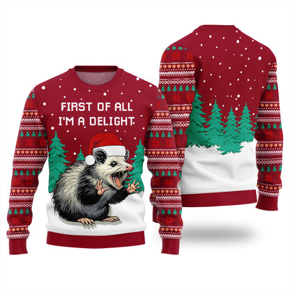 Delight Opossum Ugly Christmas Sweater