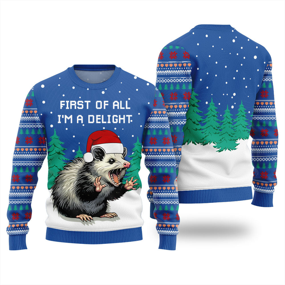 Delight Opossum Ugly Christmas Sweater