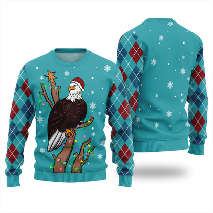 Eagle With Christmas Hat Ugly Sweater