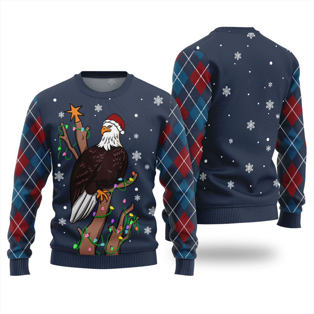 Eagle With Christmas Hat Ugly Sweater