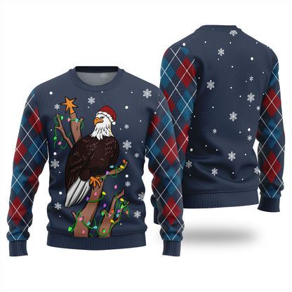 Eagle With Christmas Hat Ugly Sweater